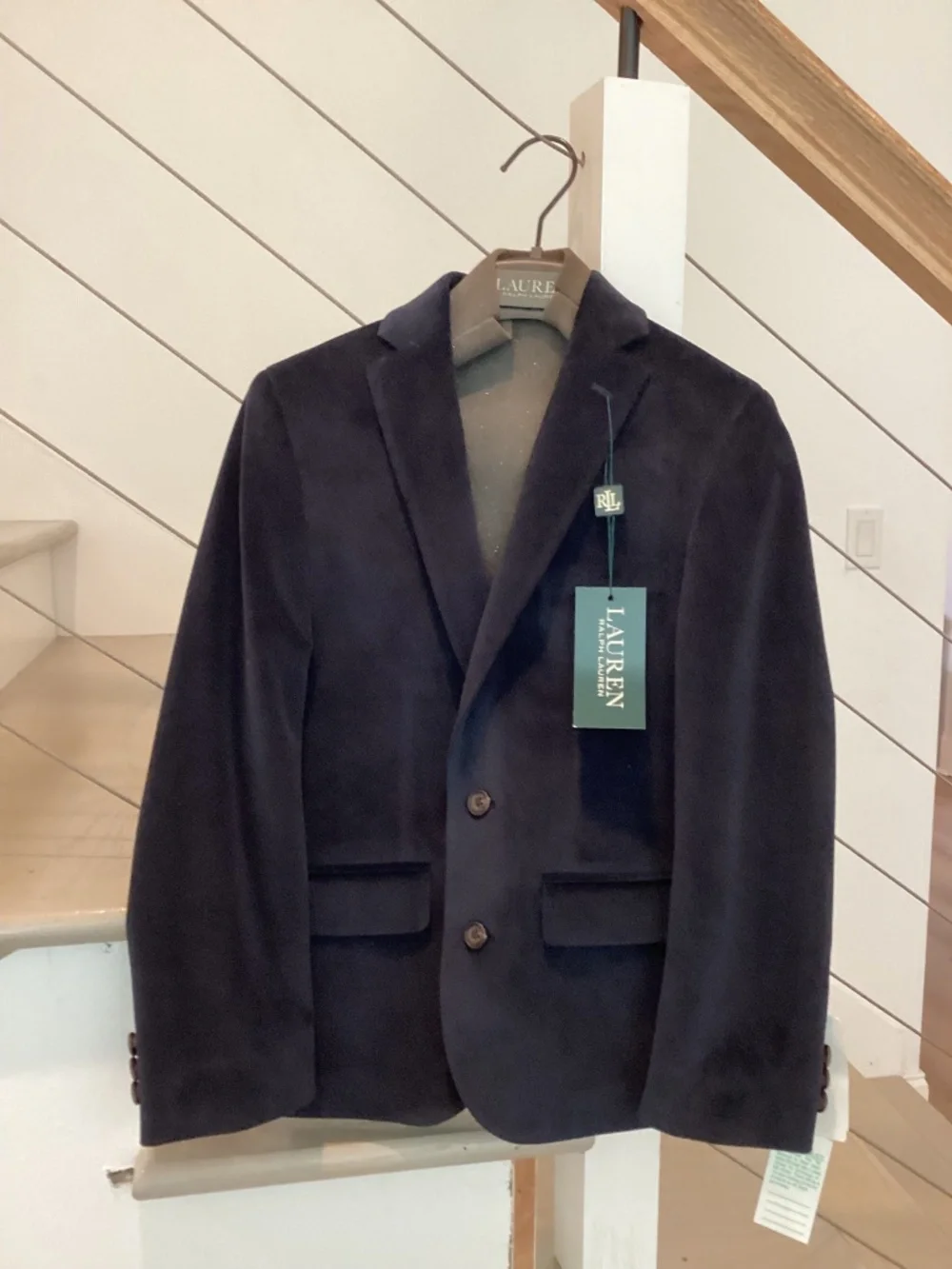 Lauren Ralph Lauren Blue Velvet Blazer Boys Size 10R Navy Button Church Wedding